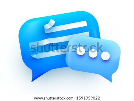 3d Chat bubble. Talk, dialogue, messenger or online support concept. concept. Vector illustration Royalty-Free Stock Photo #1591959022