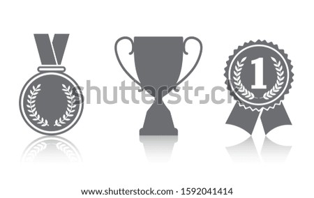 Trophy and award icons in flat style. Vector graphics on a white background.