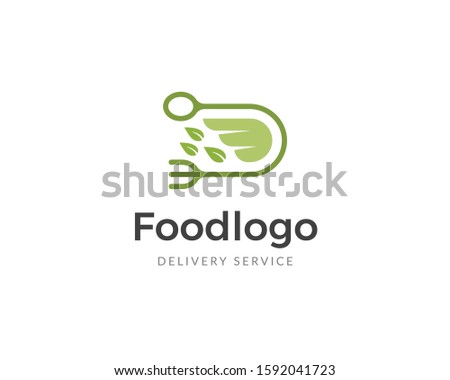 Food delivery logo template. Food service icon design