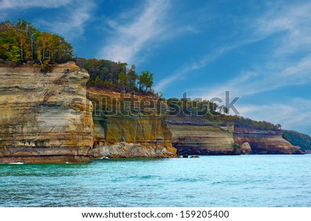 Pictured Rocks Cliffs National Lakeshore near Munising Michigan, Upper Peninsula