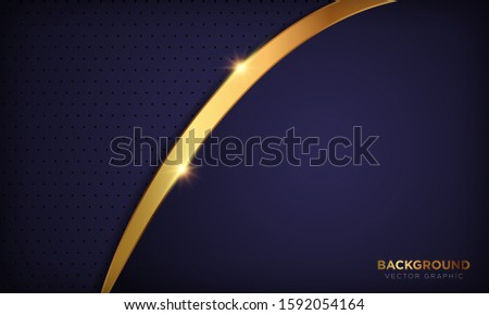 Dark luxury abstract purple paper shapes background with golden line decoration. Texture with golden shiny light. Vector illustration.