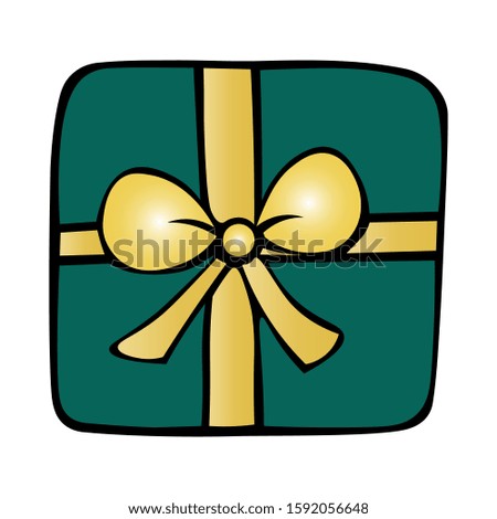 Present. Surprise box. Colored vector illustration. Isolated background. Cartoon style. Colorful present. Festive mood. Idea for web design, sticker. Christmas. New Year. Birthday. Positive emotions.