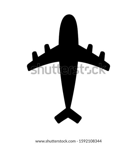 Air plane icon. Black silhouette shape. Airplane flying sign symbol. Travel concept. Flat design. White background. Isolated. Vector illustration