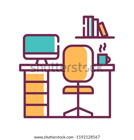 Working space color line icon. Comfortable personal space. For productive work. Pictogram for web page, mobile app, promo. UI UX GUI design element. Editable stroke.