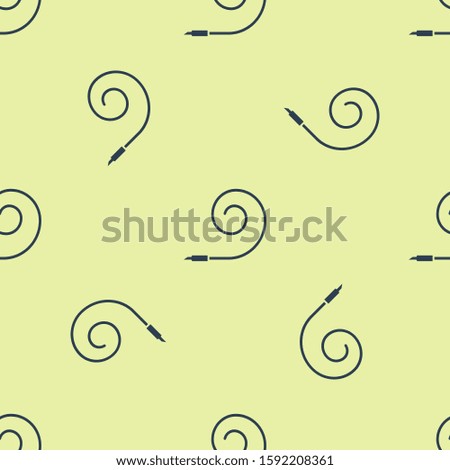 Blue Birthday party horn icon isolated seamless pattern on yellow background.  