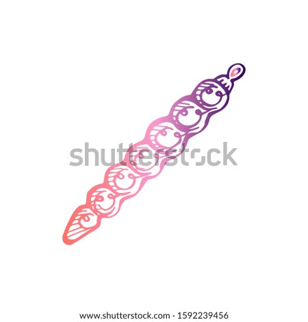 Christmas hand drawn bauble isolated on white background. New Year icicle shaped gradient decoration. Vector illustration