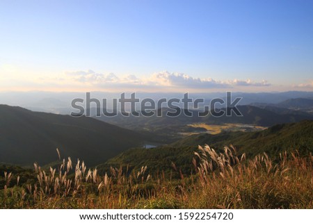 the sky and clouds viewed from the top of the mountain
And a picture of beautiful scenery.
