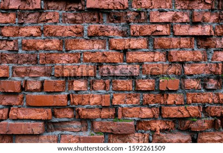 old ruined red brick wall construction texture