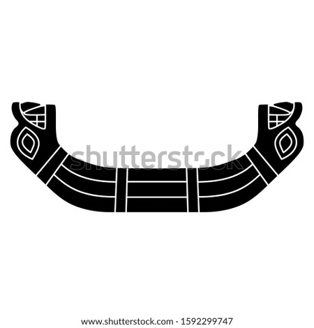 Isolated vector illustration. Symmetrical animal decor with double headed snake. Ancient Peruvian Wari motif. Black and white silhouette.