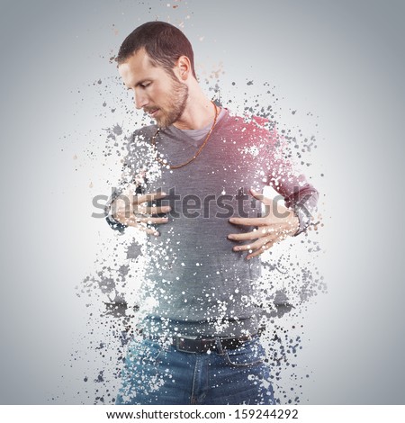 young man portrait with splash effect
