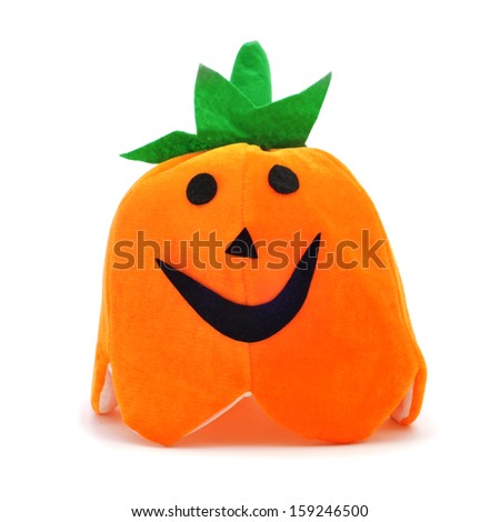 a hat with the shape of a Halloween pumpkin on a white background
