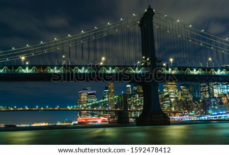 bridge manhattan travel skyline brooklyn new york night city lighting building panorama