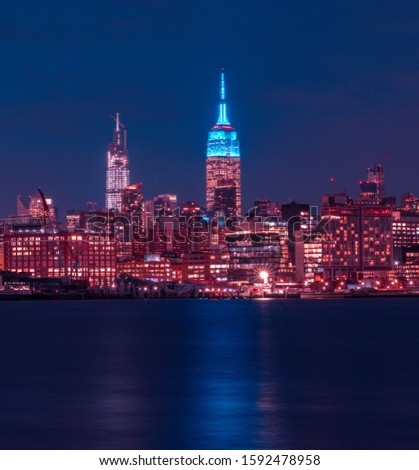 night city usa new york blue sky skyline building cityscape dowtown manhattan skyscraper