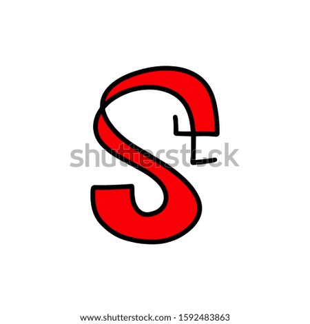 Hand drawn letter s. Text isolated on white background. Artwork vector illustration. lettering minimalism style, cartoon typography, design vector, font, letters. Doodle ABC for kids.letters outline