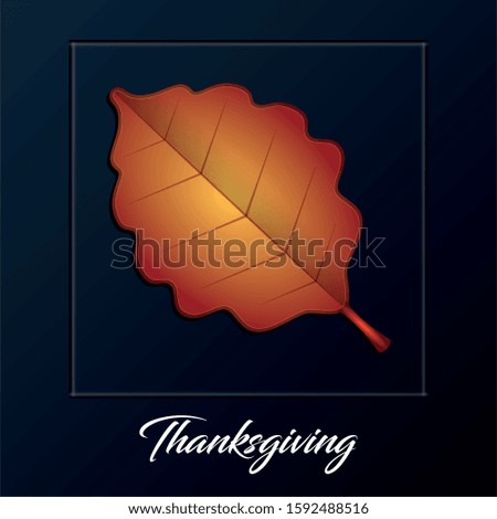 Happy thanksgiving card with an autmn leaf - Vector