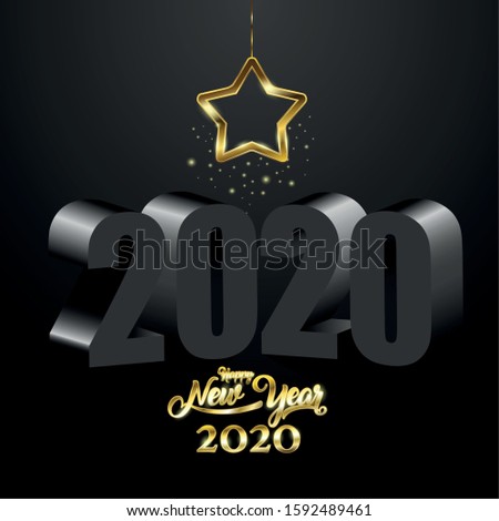 Happy new year 2020. Greeting card with text - Vector
