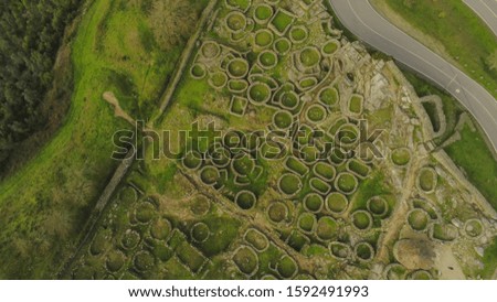 Celtic settlement at Castro de Santa Trega. A Guarda.Galicia,Spain.Drone Photo
