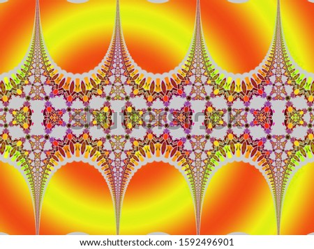 A hand drawing pattern made of red yellow orange and pink with white