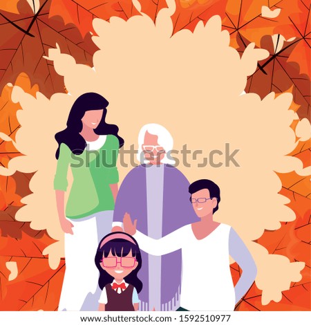 Family and leaves design, Autumn season nature ornament garden decoration and thanksgiving day theme Vector illustration