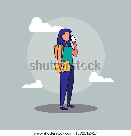 Avatar woman and clouds design, Girl female person people human and social media theme Vector illustration