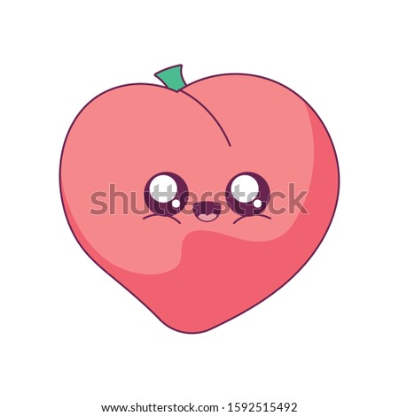 peach cartoon design, Kawaii expression cute character funny and emoticon theme Vector illustration