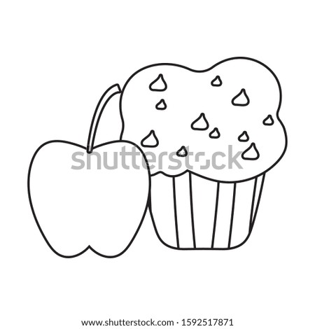 Cupcake and apple design, Muffin dessert sweet bakery sugar pastry and food theme Vector illustration