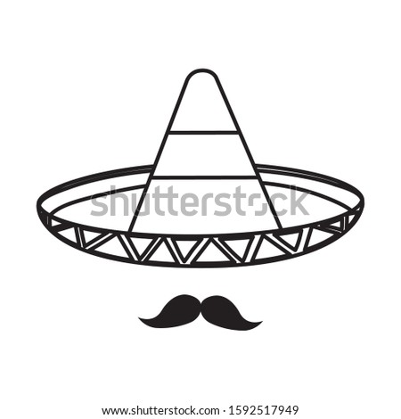Mexican hat and mustache design, Mexico culture tourism landmark latin and party theme Vector illustration