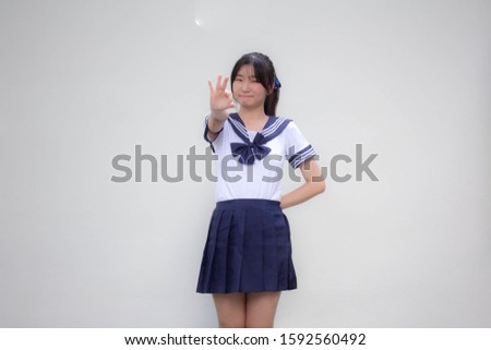 japanese teen beautiful girl in student uniform ok