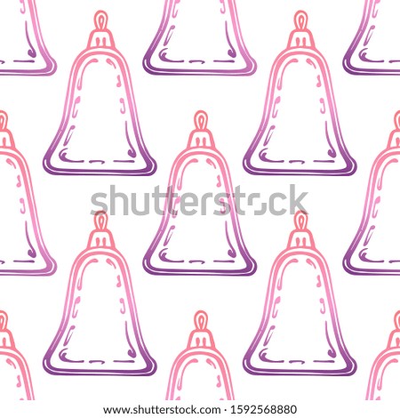 Christmas hand drawn seamless pattern with baubles on white background. Bell shaped gradient decorations. Suitable for packaging, wrappers, fabric design