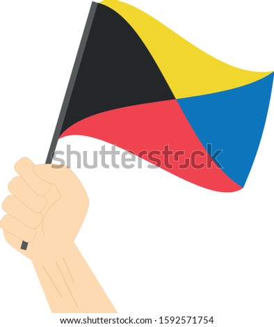 Hand holding and rising the maritime flag to represent the letter Z Vector Illustration