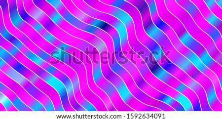 Light Pink, Blue vector background with curved lines. Colorful geometric sample with gradient curves.  Smart design for your promotions.