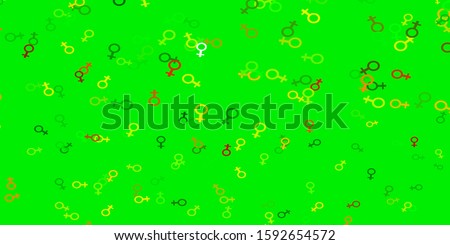 Light Green, Yellow vector template with businesswoman signs. Colorful feminism symbols with a gradient in modern style. Elegant background for websites.