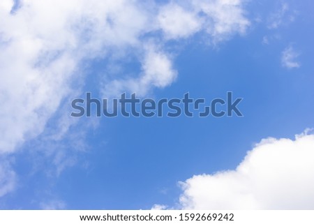 Cloudscape with white cloud. Blue sky with cloud in the summer.Clouds in the blue sky and look and feel comfortable.