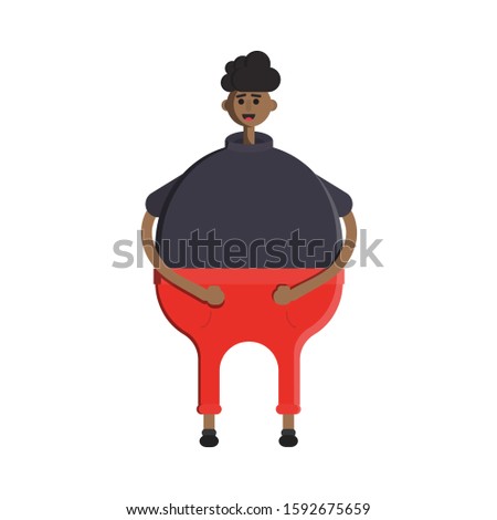 Boy cartoon character. The man in the red pants. Big character. Vector illustration. EPS10.