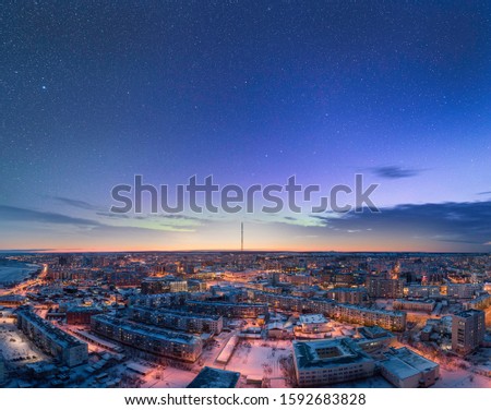Yakutsk at night under the starry sky