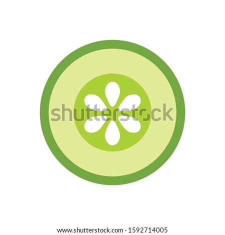 Sliced cucumber simple colored vector logo icon flat illustration design Royalty-Free Stock Photo #1592714005