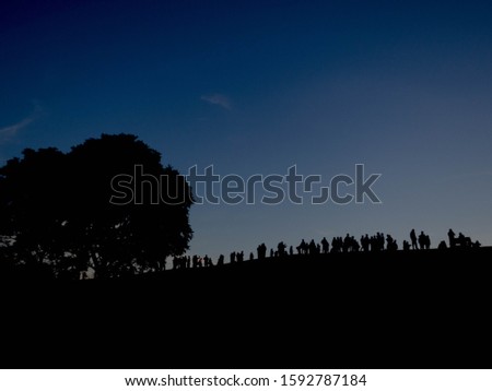 silhouette people with landmark tree at doi samer dao, Sri Nan National park, Thailand.