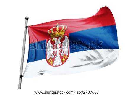 Serbia flag waving isolated white background