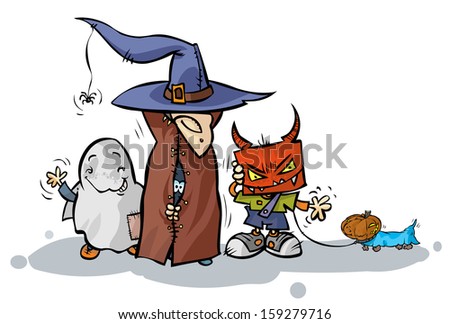 Funny Halloween disguised kids.