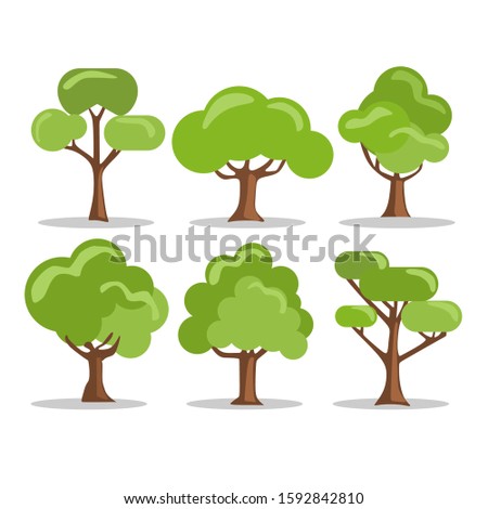 Green Cartoon Tree Vector Set

