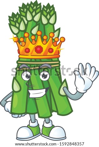 Cool King of asparagus on cartoon character style