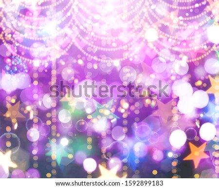 Colorful circles, bokeh, stars and lights abstract background