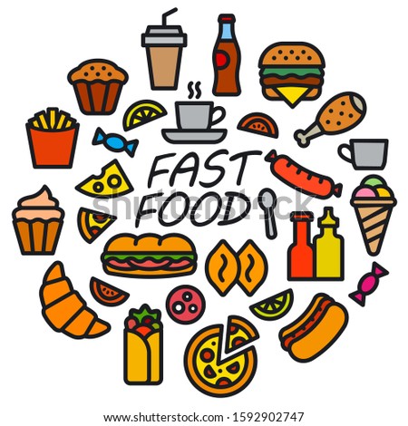 illustration of concept fast food icon and sign