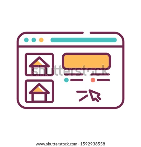 Search house for rental color line icon. Real estate website Pictogram for web page, mobile app, promo. UI UX GUI design element. Editable stroke.