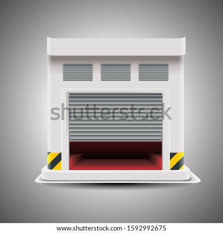 vector illustration of opening garage door, garage icon vector isolated.