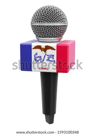 3d illustration. Microphone and Iowa flag. Image with clipping path