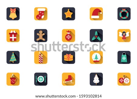 bundle of happy merry christmas icons vector illustration design
