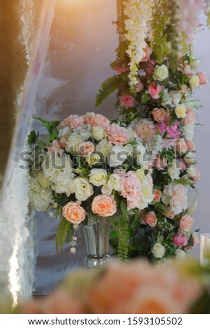 Backdrop and decoration Wedding Ceremony in Thailand culture, Beautiful wedding set up
