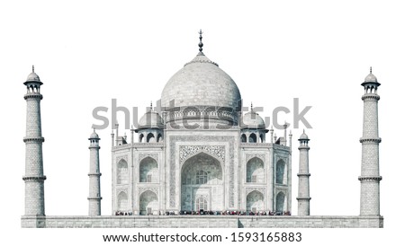 Taj Mahal Palace (Agra, India) isolated on white background Royalty-Free Stock Photo #1593165883