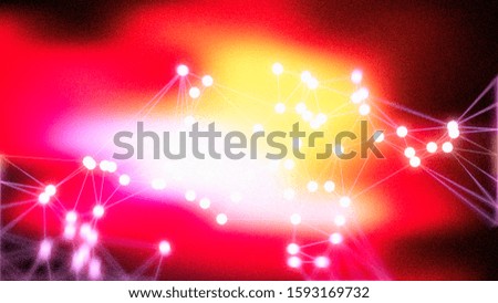 Connecting Dots and Lines Red White and Yellow Blurred Background Graphic